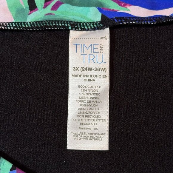 TIME & TRU Mid-Rise V-Front Bikini Swim Bottoms 3X (24W-26W) Tropical Multi NEW‎ - Picture 7 of 13